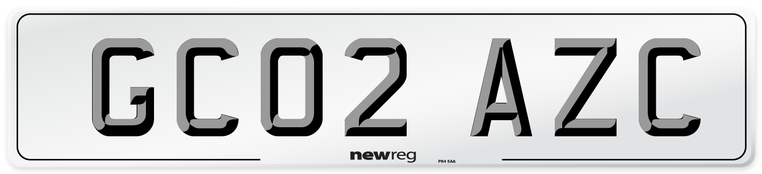 GC02 AZC Number Plate from New Reg
